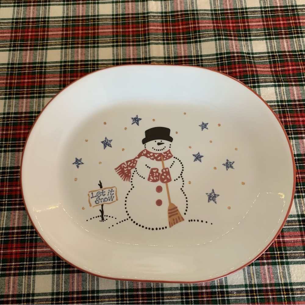 Corelle Frosty Morn Snowman serving platter Christmas Winter Snowman